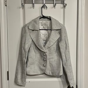White House Black Market blazer. New. Black and white with silver threads.